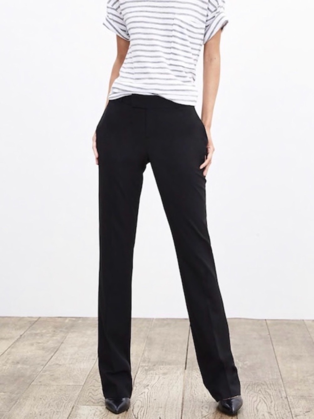 (GRAY PINSTRIPE) Banana Republic Martin Fit Trousers